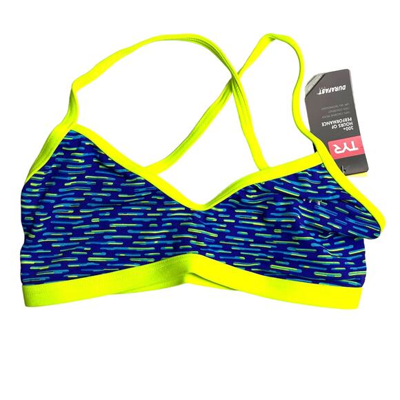 TYR DuraFast One Vitality Trinity Top Swim Top Yellow Blue - Size XS 0/2 - $30 - Picture 2 of 6
